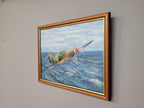 Vintage Framed Oil On Canvas Un-Signed Painting Of Spitfire