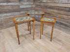 Vintage Nested Tables Fluted Legs William Morris Vinyl Fabric