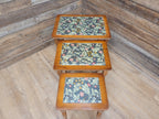 Vintage Nested Tables Fluted Legs William Morris Vinyl Fabric