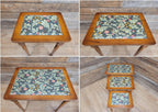 Vintage Nested Tables Fluted Legs William Morris Vinyl Fabric