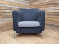 Retro Style Metal Legs Charcoal Upholstered Tub Chair Club Chair Bedroom Chair