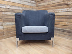 Retro Style Metal Legs Charcoal Upholstered Tub Chair Club Chair Bedroom Chair