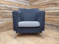 Retro Style Metal Legs Charcoal Upholstered Tub Chair Club Chair Bedroom Chair