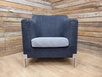 Retro Style Metal Legs Charcoal Upholstered Tub Chair Club Chair Bedroom Chair