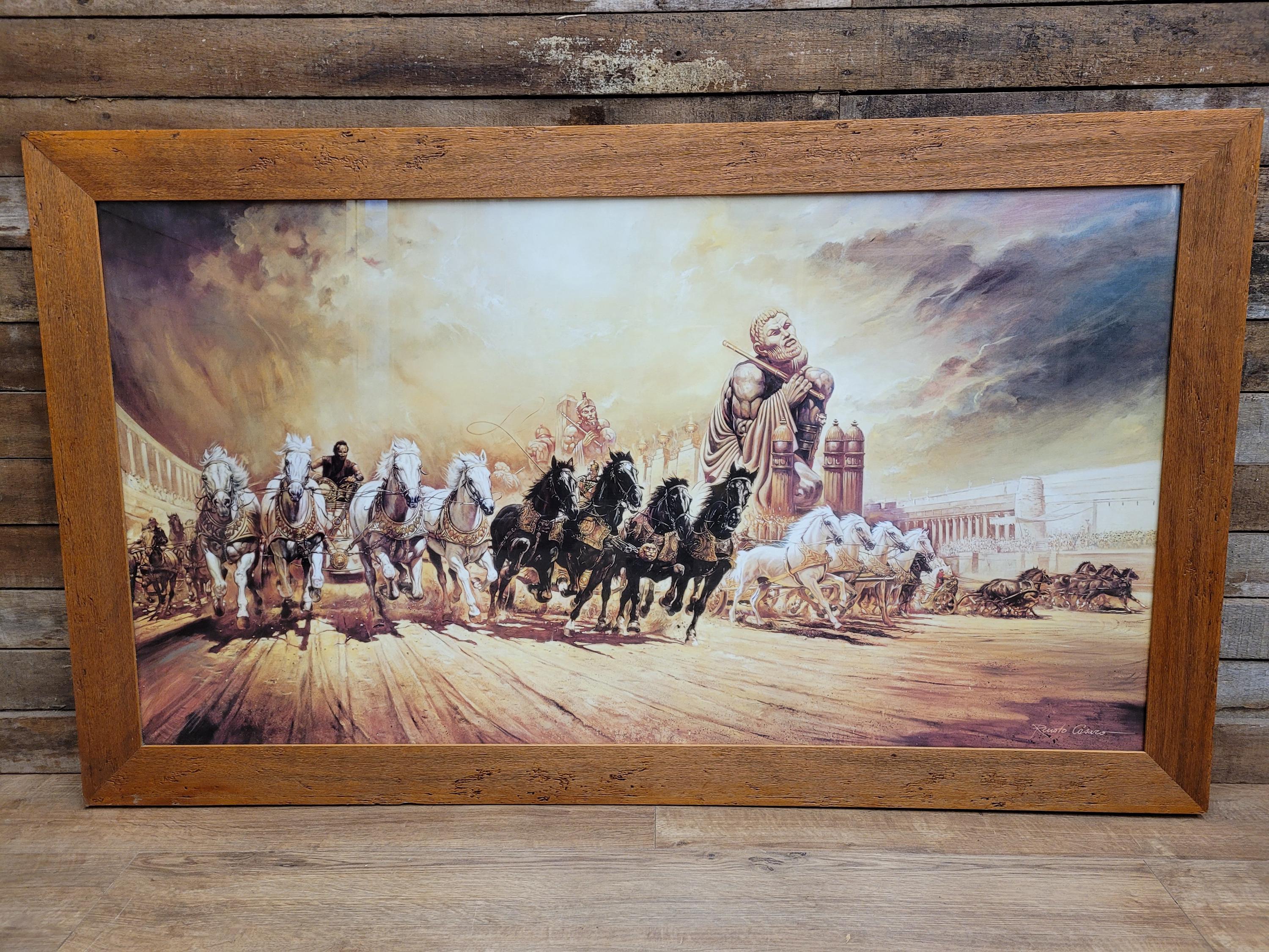 Vintage Large Framed Ben Hurr Picture Signed Renato Casaro