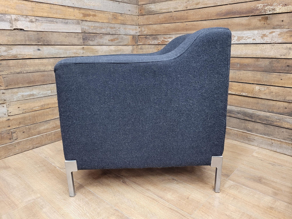 Retro Style Metal Legs Charcoal Upholstered Tub Chair Club Chair Bedroom Chair