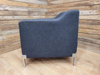 Retro Style Metal Legs Charcoal Upholstered Tub Chair Club Chair Bedroom Chair