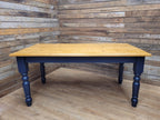 Rustic Up-Cycled Painted Distressed Waxed Pine Country Farmhouse Table