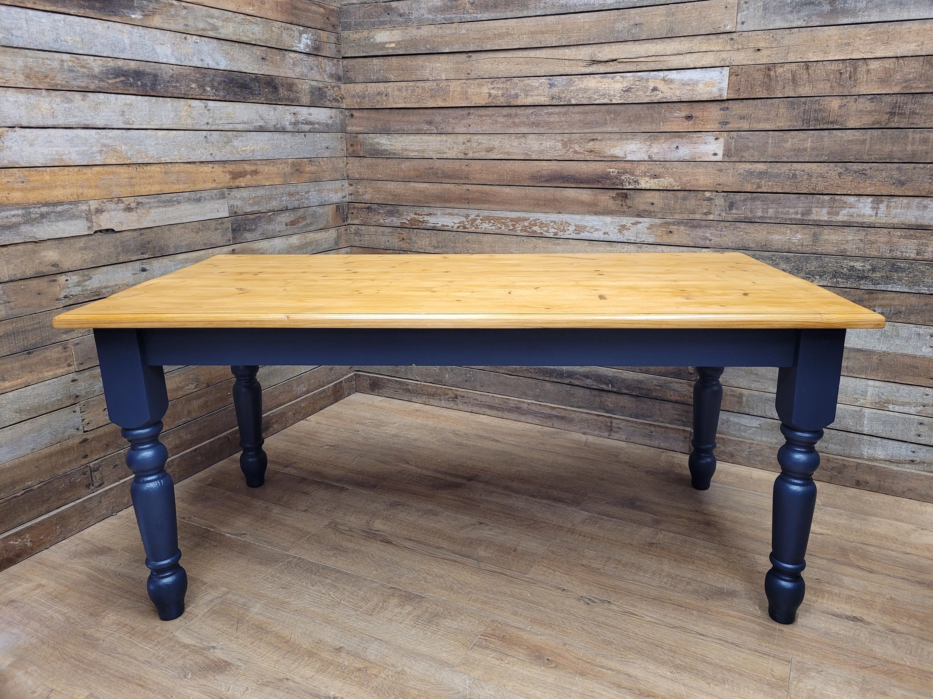 Rustic Up-Cycled Painted Distressed Waxed Pine Country Farmhouse Table