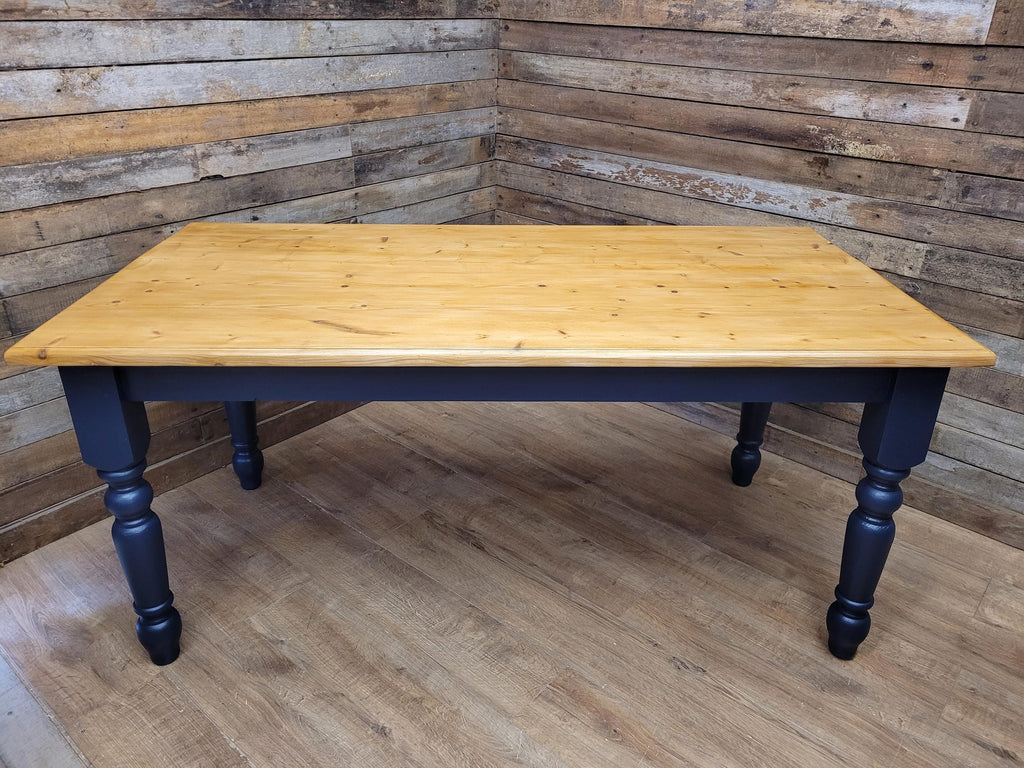 Rustic Up-Cycled Painted Distressed Waxed Pine Country Farmhouse Table