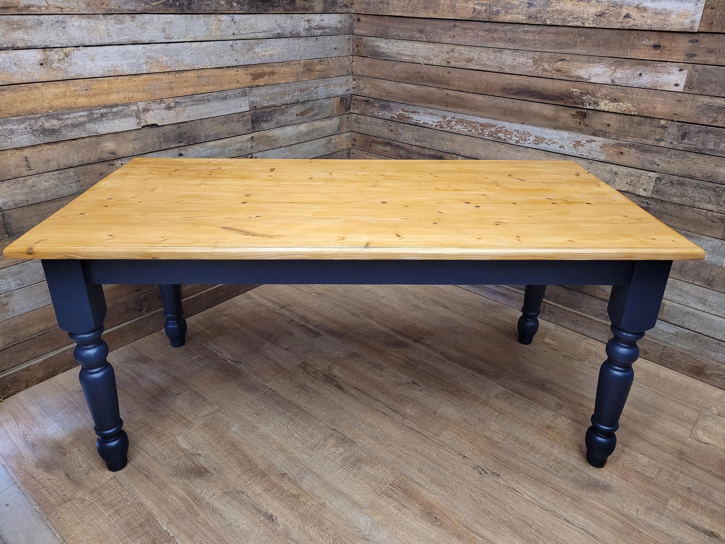 Rustic Up-Cycled Painted Distressed Waxed Pine Country Farmhouse Table
