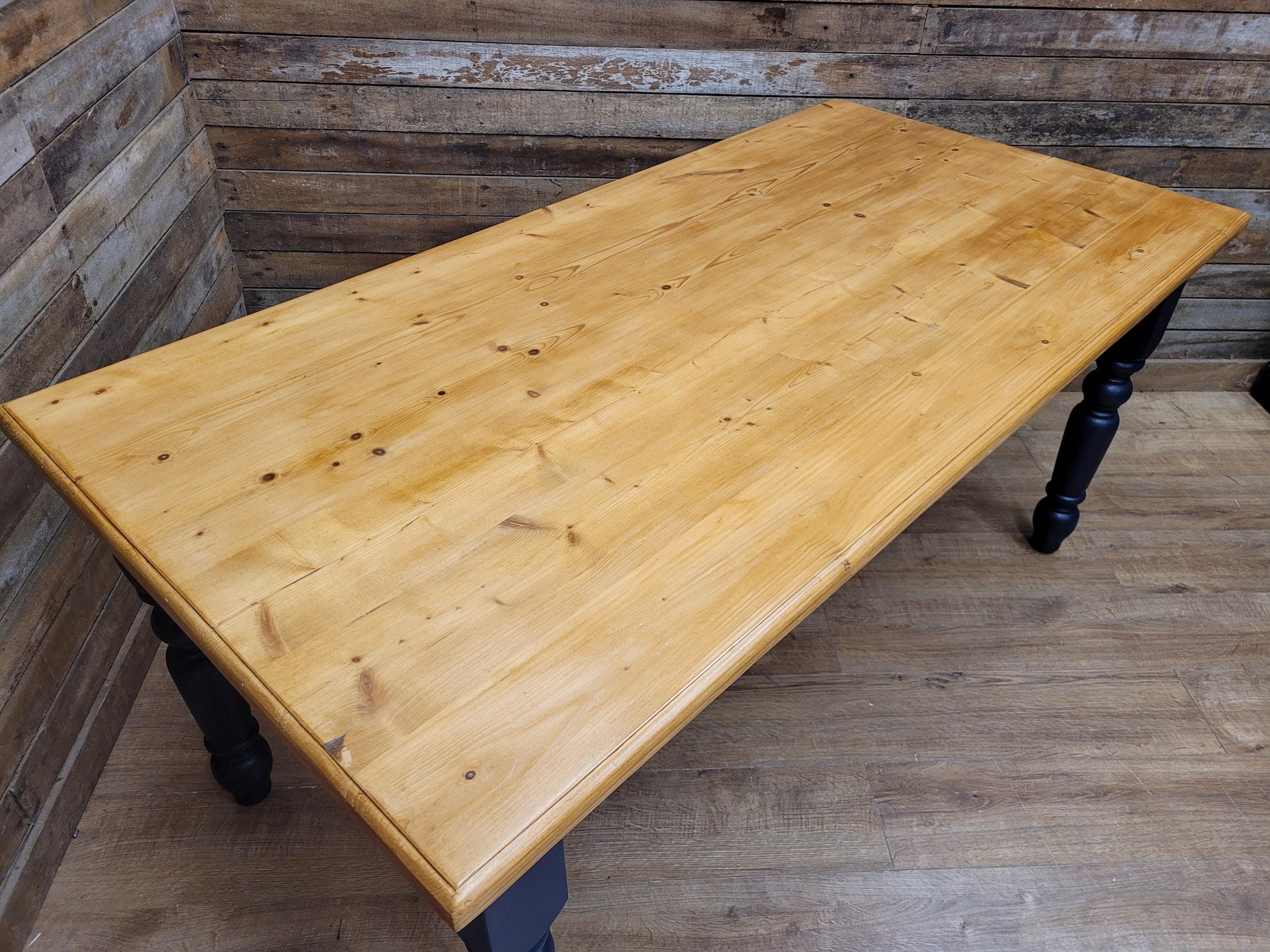 Rustic Up-Cycled Painted Distressed Waxed Pine Country Farmhouse Table
