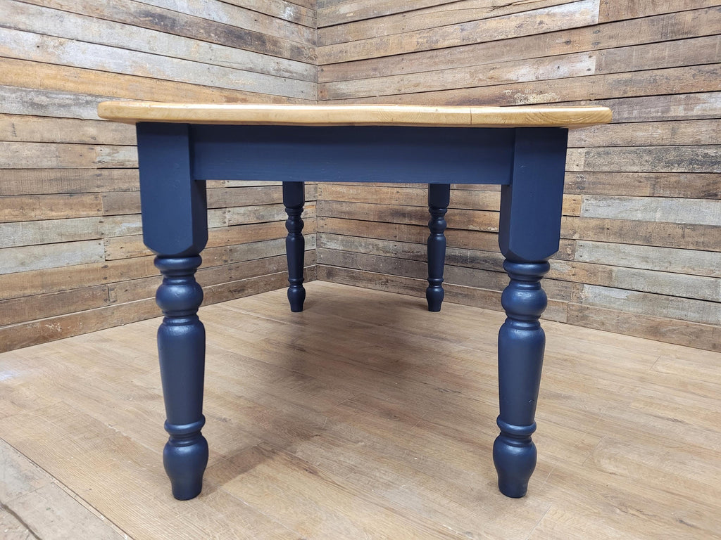 Rustic Up-Cycled Painted Distressed Waxed Pine Country Farmhouse Table