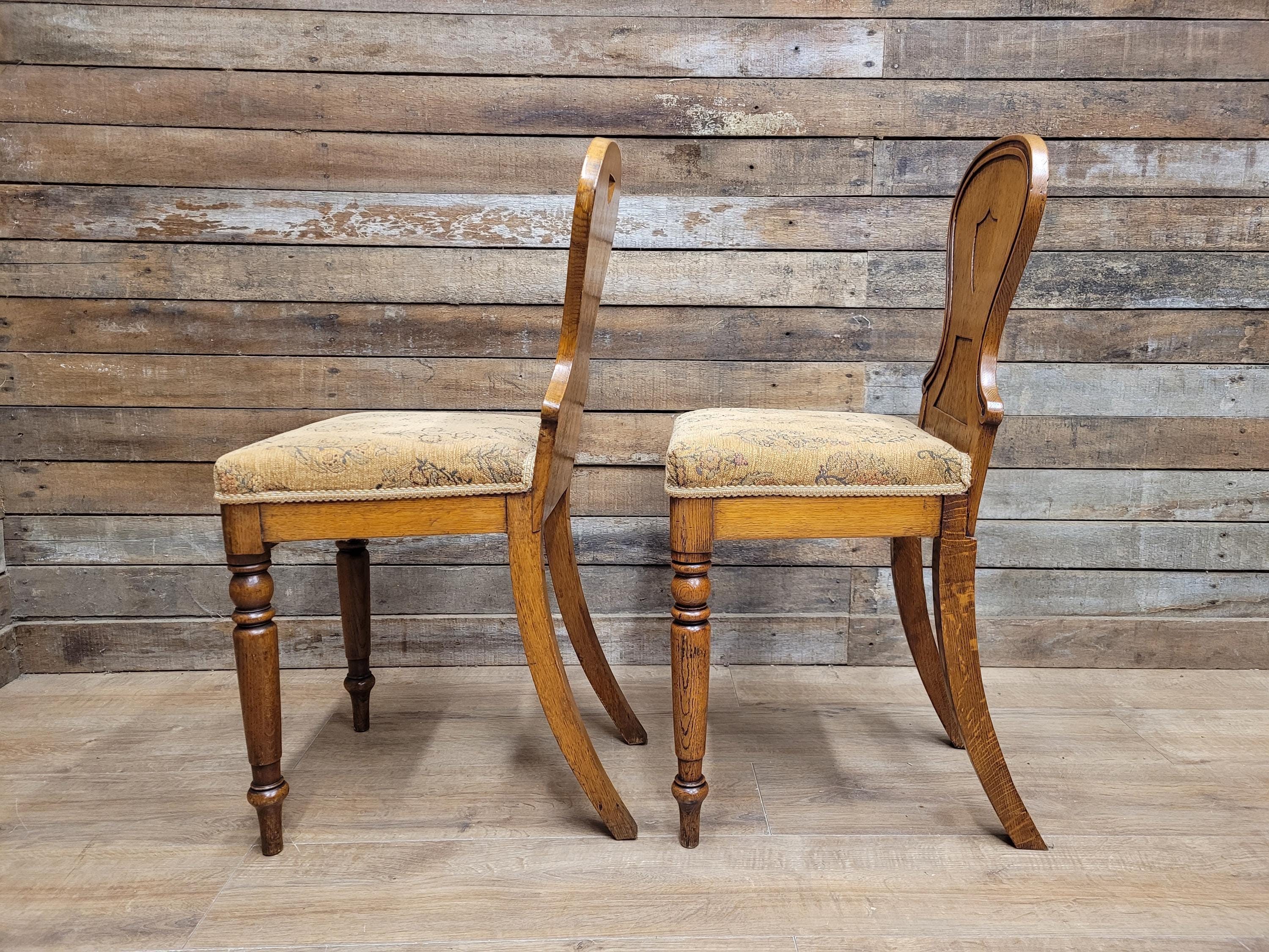 Pair of Antique Victorian Oak Shield-Back Chairs c.1880