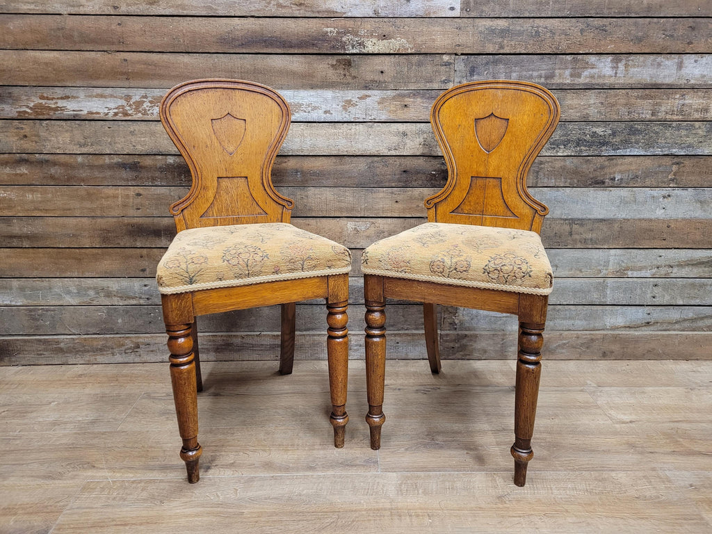 Pair of Antique Victorian Oak Shield-Back Chairs c.1880