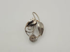 Vintage Silver Leaf Brooch Possibly Danish? Spiral Design 4.69 Grams