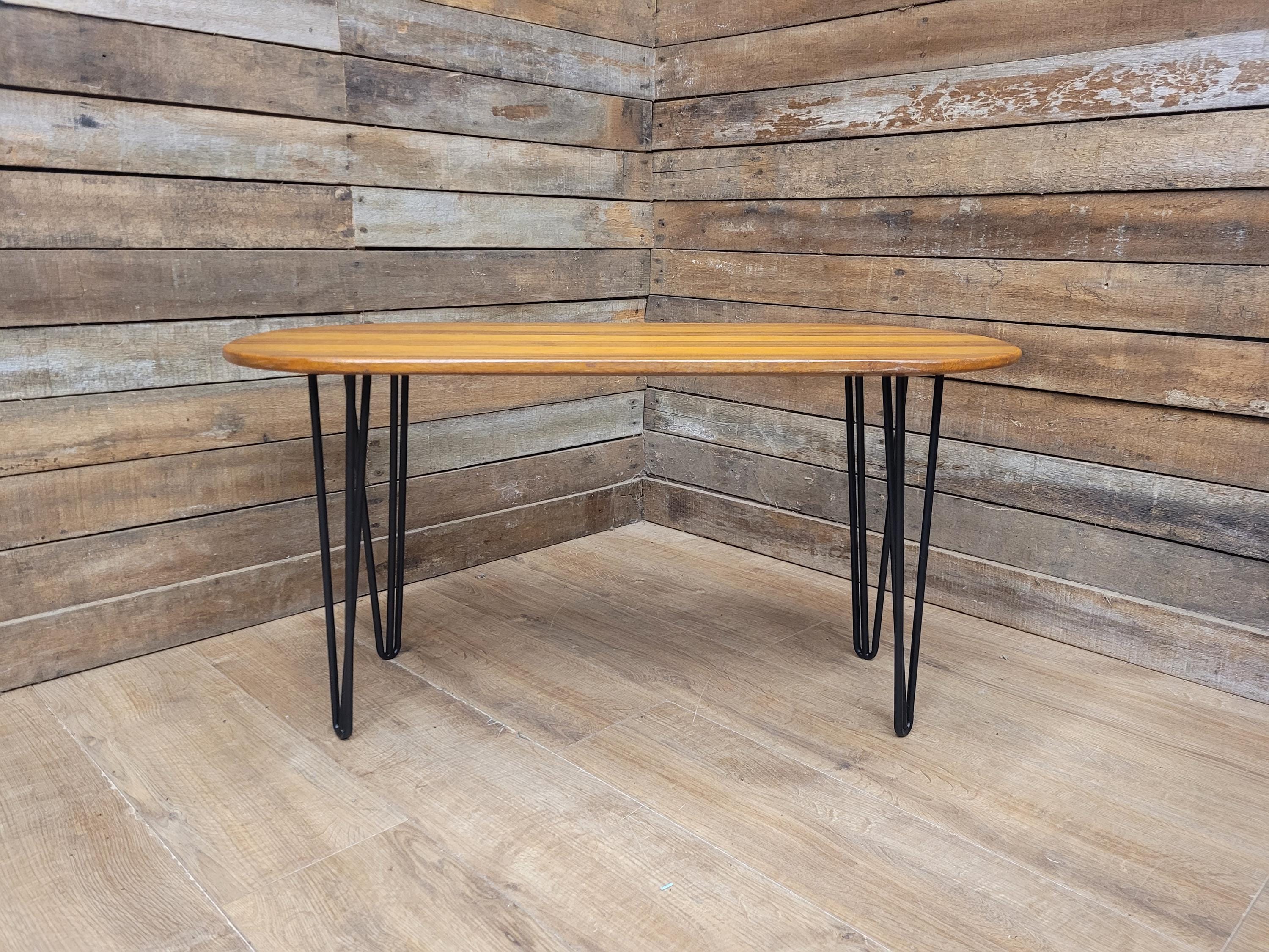Mid Century Capsule Shaped Hairpin Leg Coffee Table Retro Chic