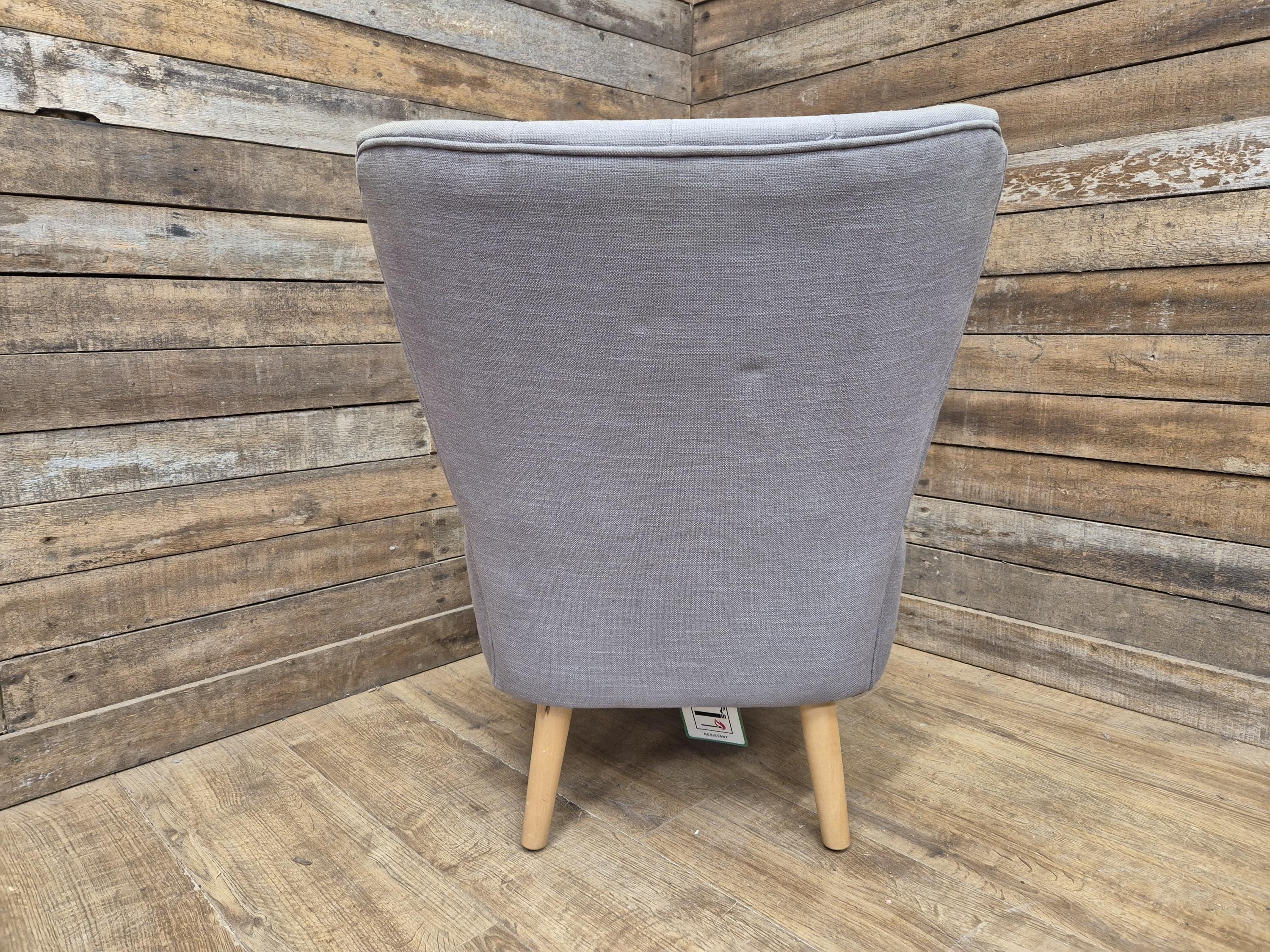 Vintage Grey Fabric Button Backed Nursing Chair Fireside Chair