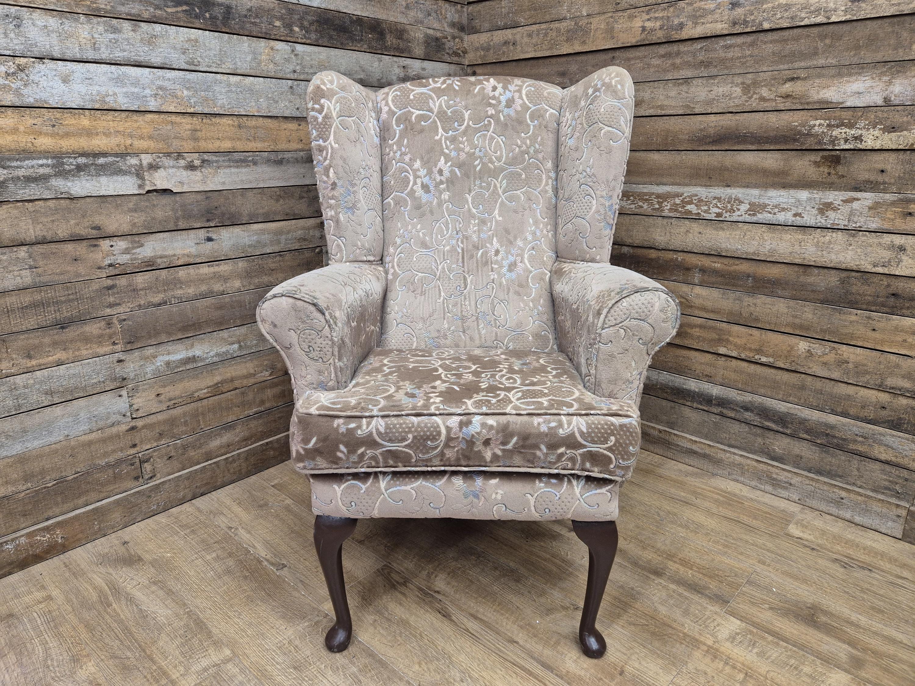 Vintage Tall High Seat Country House Style Wing Back Armchair