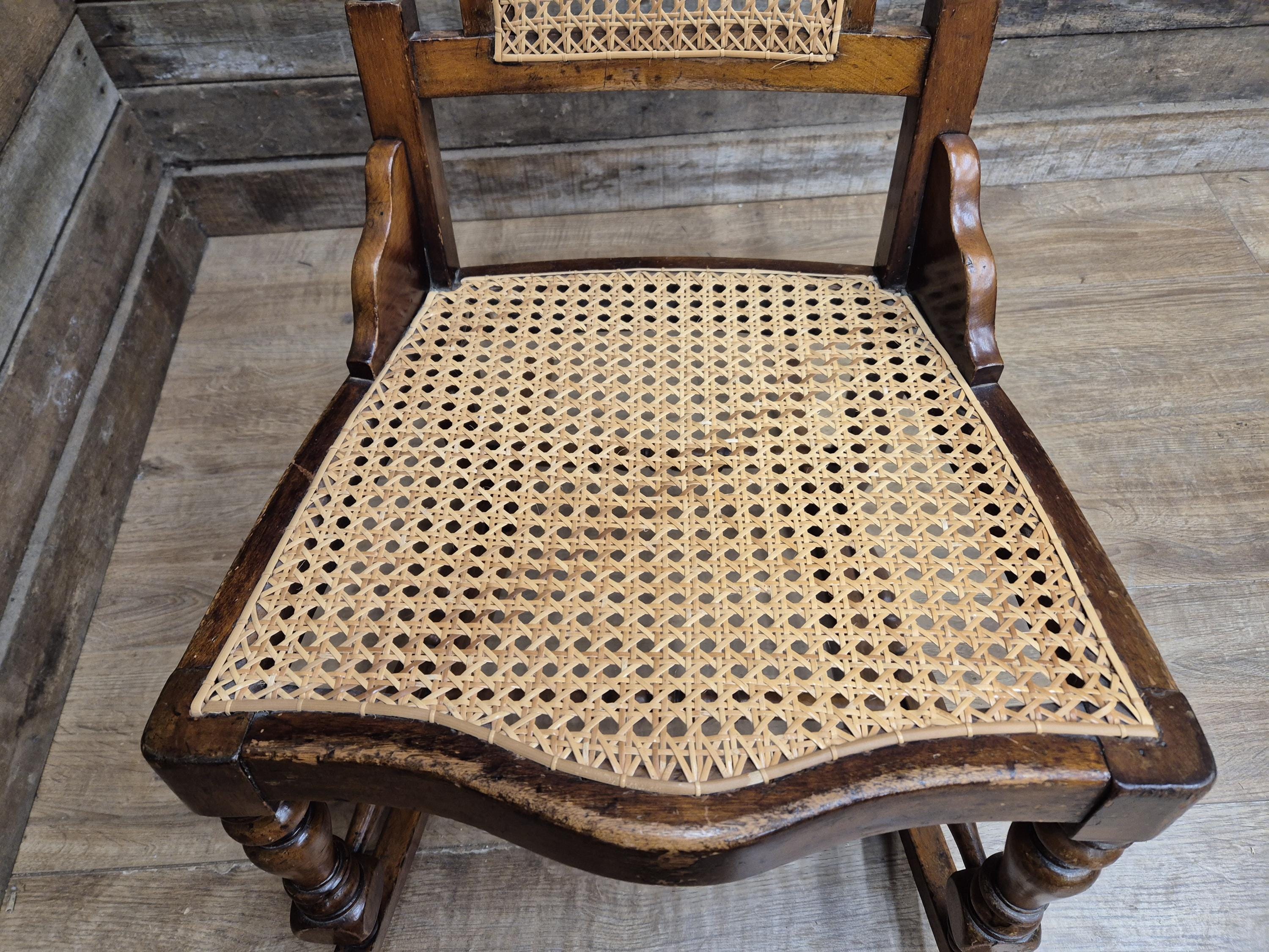 Late 19thC Arts & Craft Bergere Rocking Chair Reed Seat Antique