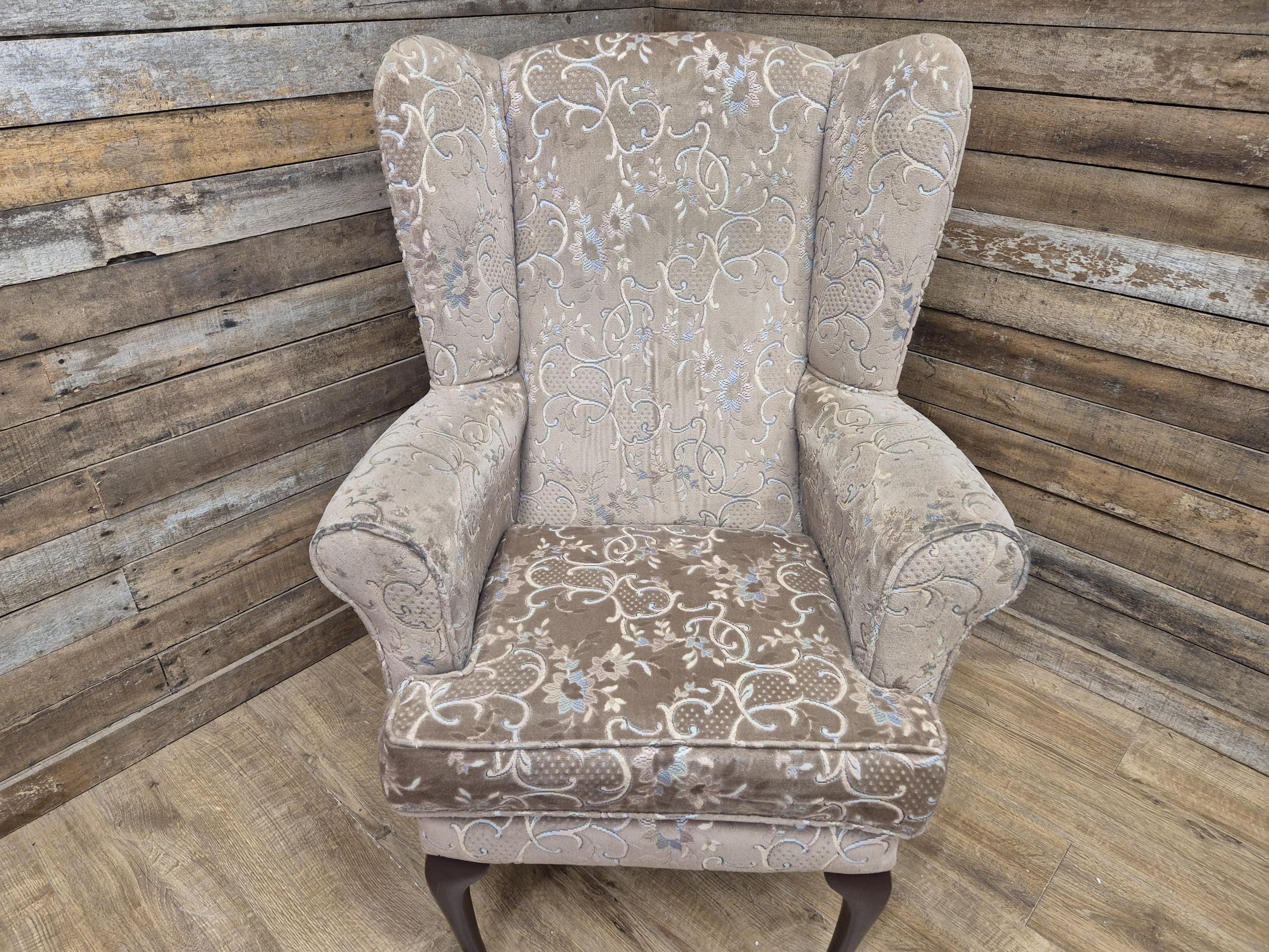 Vintage Tall High Seat Country House Style Wing Back Armchair