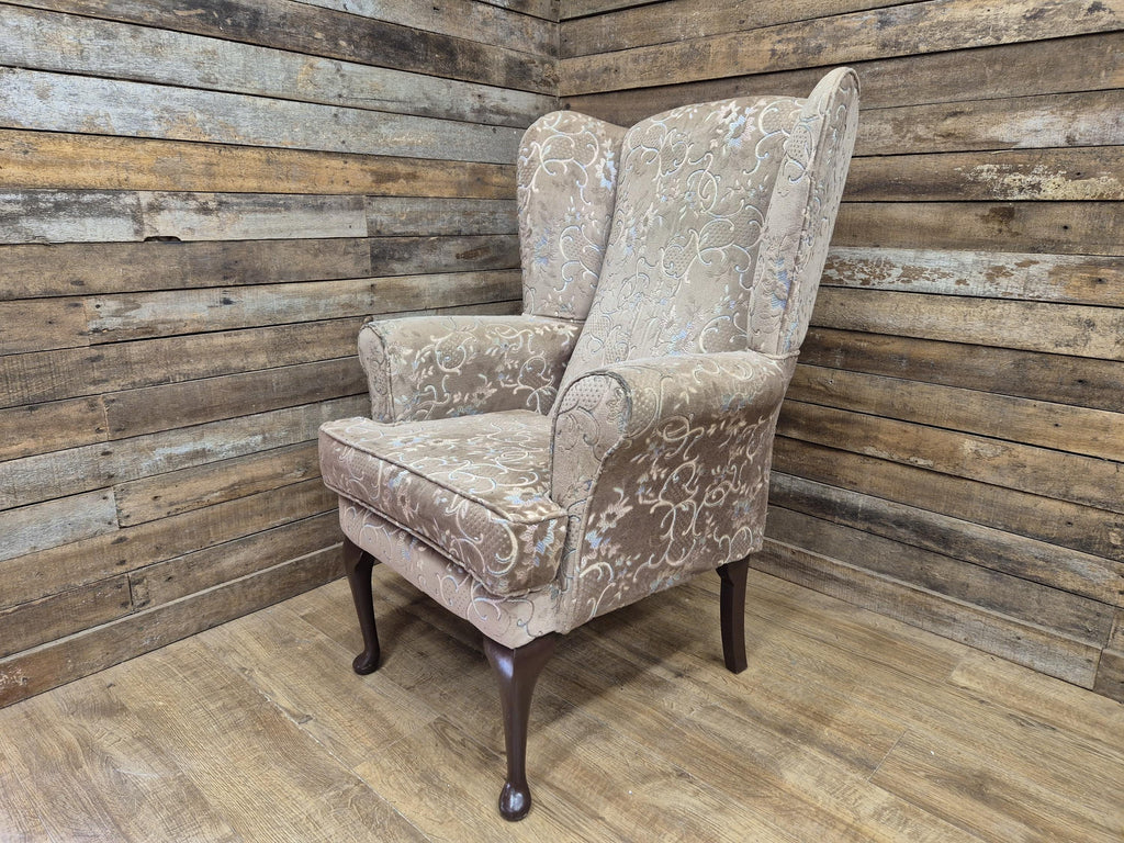 Vintage Tall High Seat Country House Style Wing Back Armchair