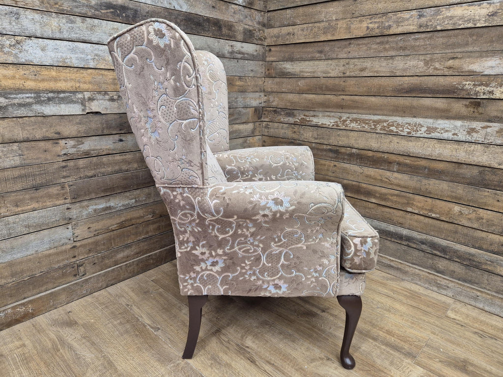 Vintage Tall High Seat Country House Style Wing Back Armchair