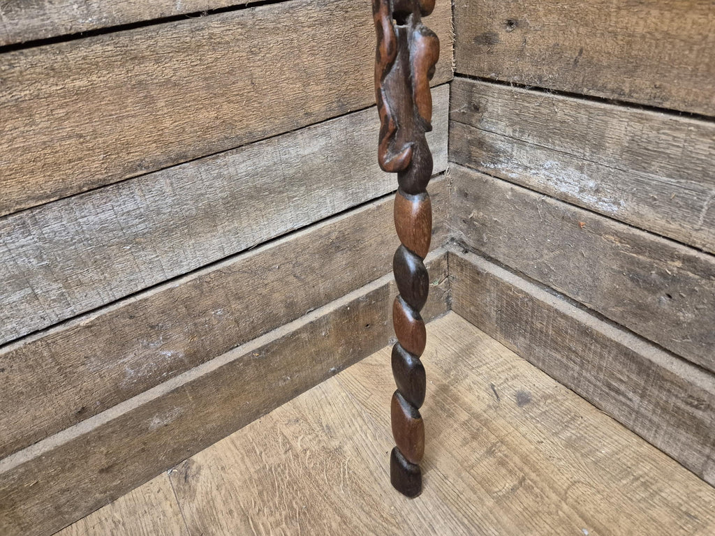 Antique Tall African Tribal Carved Walking Stick Hand Crafted Nude Snake Faces