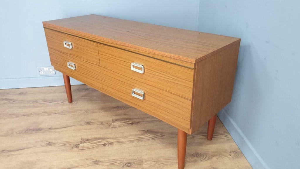 Retro Four Drawer Mid Century Mirrored Dressing Table Sideboard Pin Legs