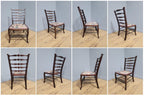 Antique Edwardian Hall Bedroom Chair Ladder Back Inlaid Detail Floral Seat