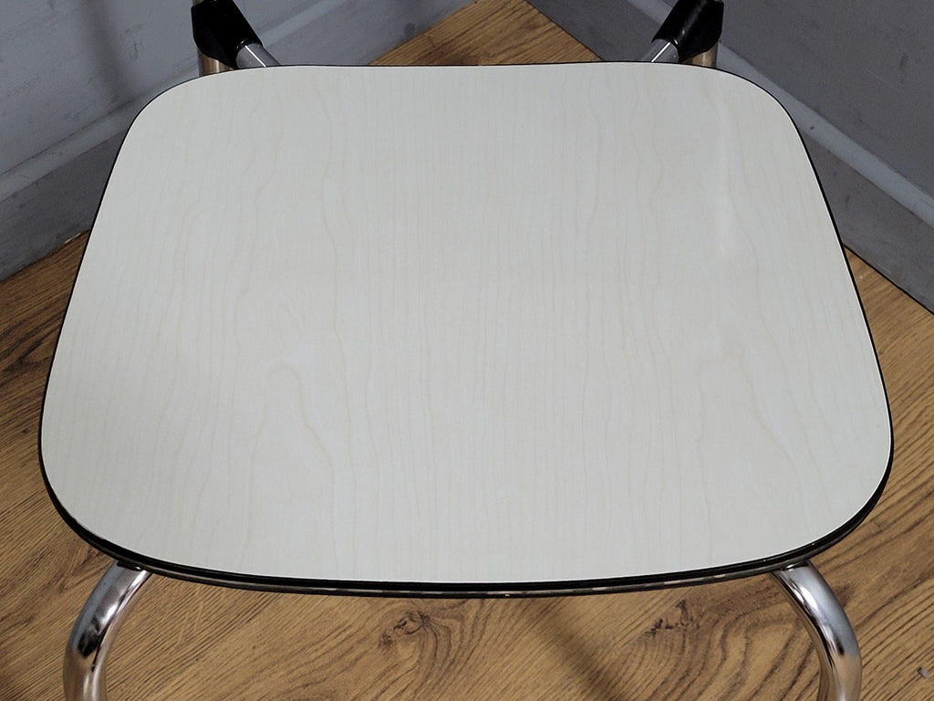 Mid Century White Formica and Chrome Chair Desk Office Chair