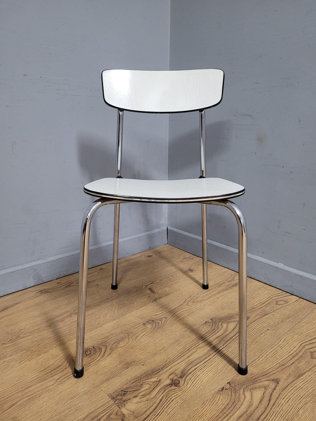 Mid Century White Formica and Chrome Chair Desk Office Chair