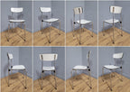 Mid Century White Formica and Chrome Chair Desk Office Chair