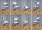 Mid Century White Formica and Chrome Chair Desk Office Chair