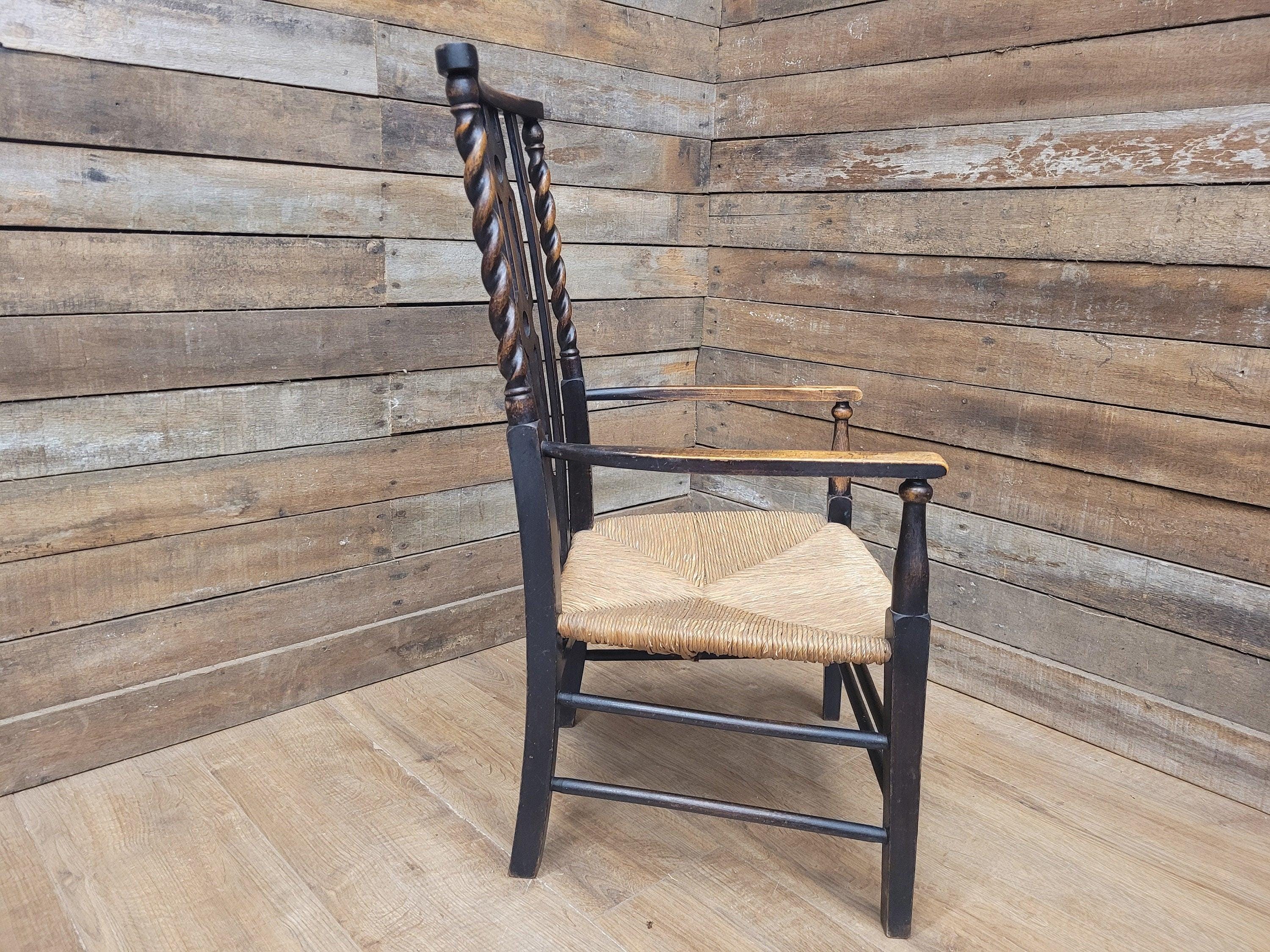 Petite Antique Oak Arts & Craft Barley Twist Carver Armchair Great Patina