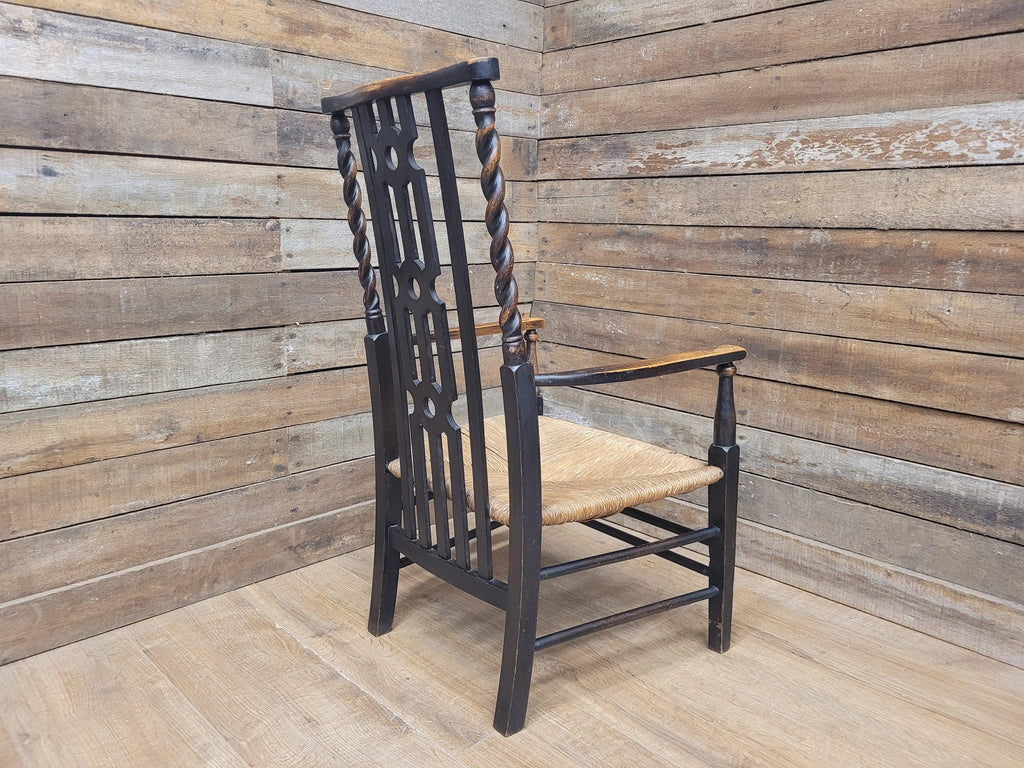 Petite Antique Oak Arts & Craft Barley Twist Carver Armchair Great Patina