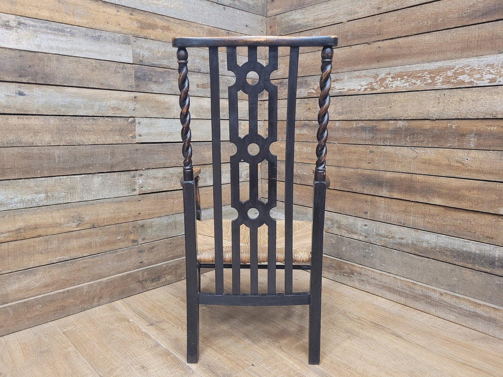 Petite Antique Oak Arts & Craft Barley Twist Carver Armchair Great Patina