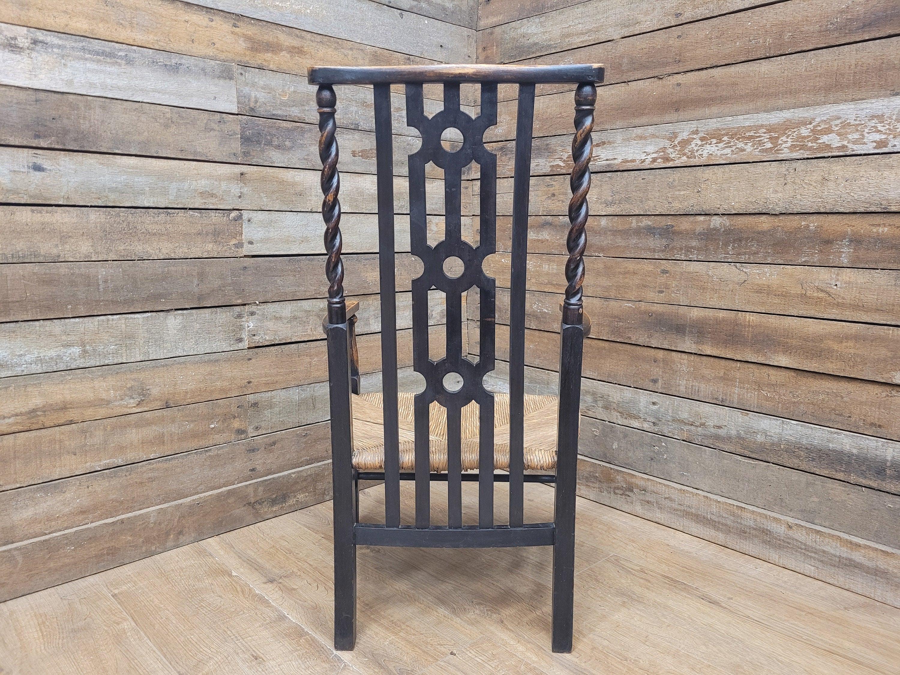 Petite Antique Oak Arts & Craft Barley Twist Carver Armchair Great Patina