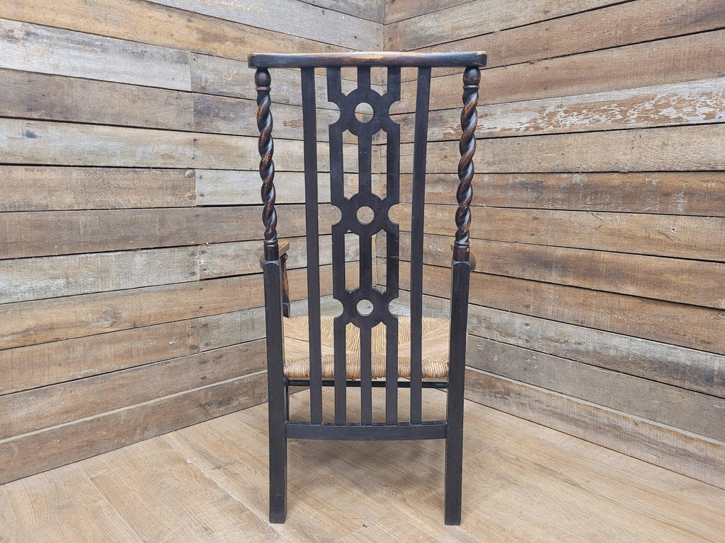 Petite Antique Oak Arts & Craft Barley Twist Carver Armchair Great Patina