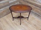 Antique Edwardian Mahogany Oval Side Table Inlaid Top And Legs Detailing