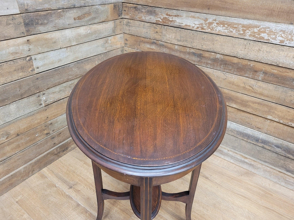 Antique Edwardian Mahogany Oval Side Table Inlaid Top And Legs Detailing