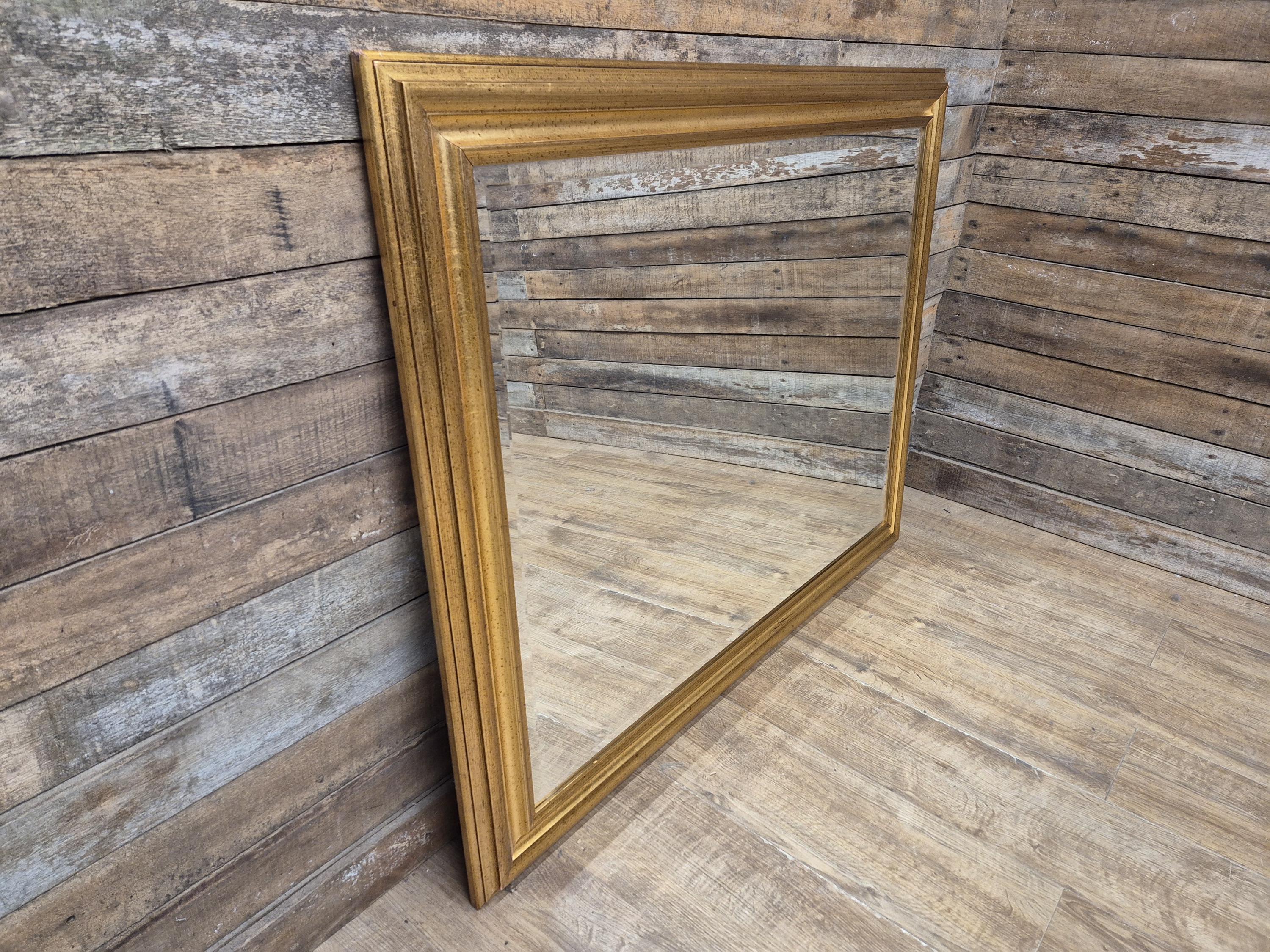 Gold Framed Red Flecked Mantle Gilt Style Wall Mirror Large