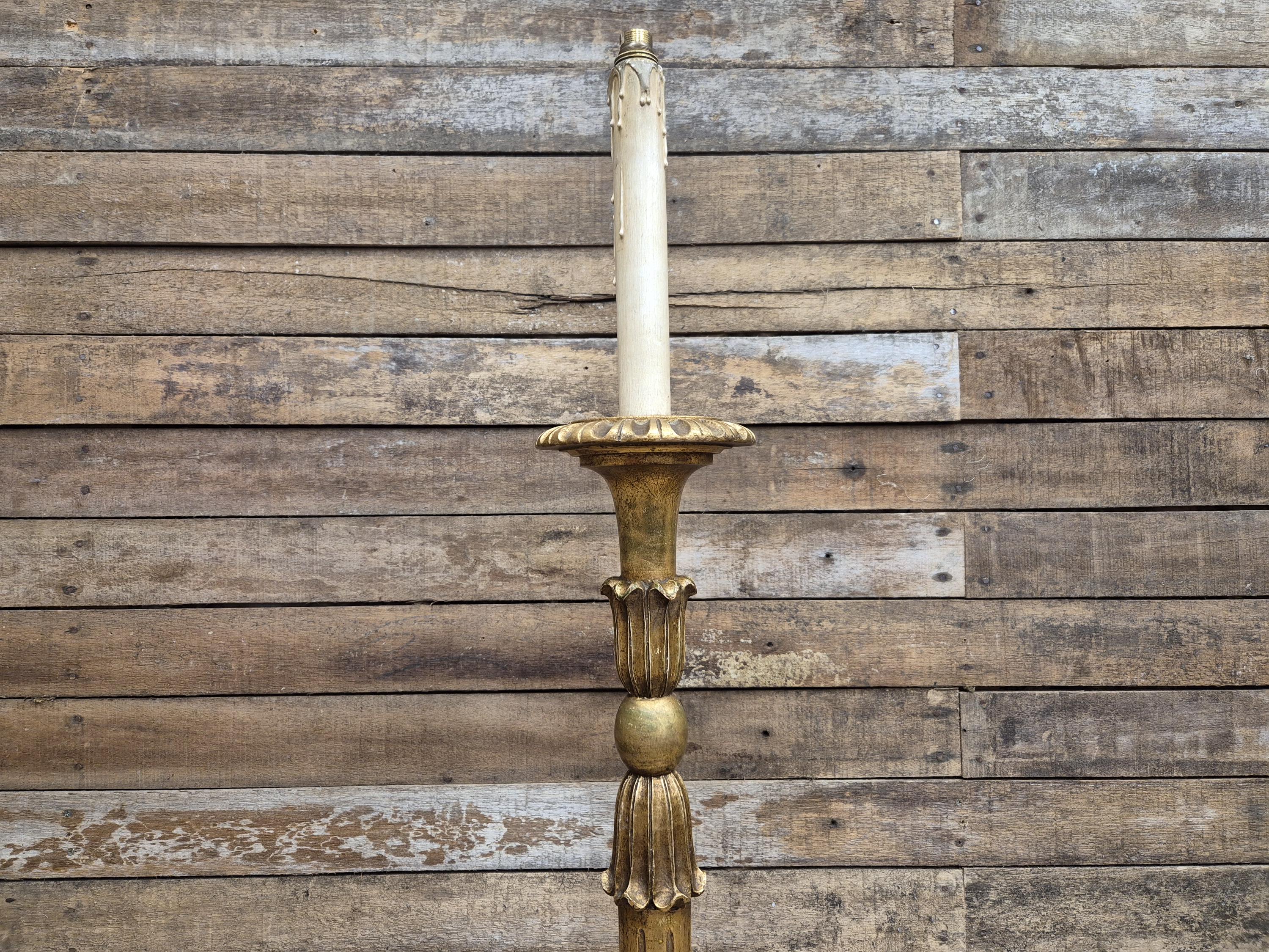 Antique Style Ornate Gold Gilt Wood Floor Lamp Candlestick Lamp Boho lighting
