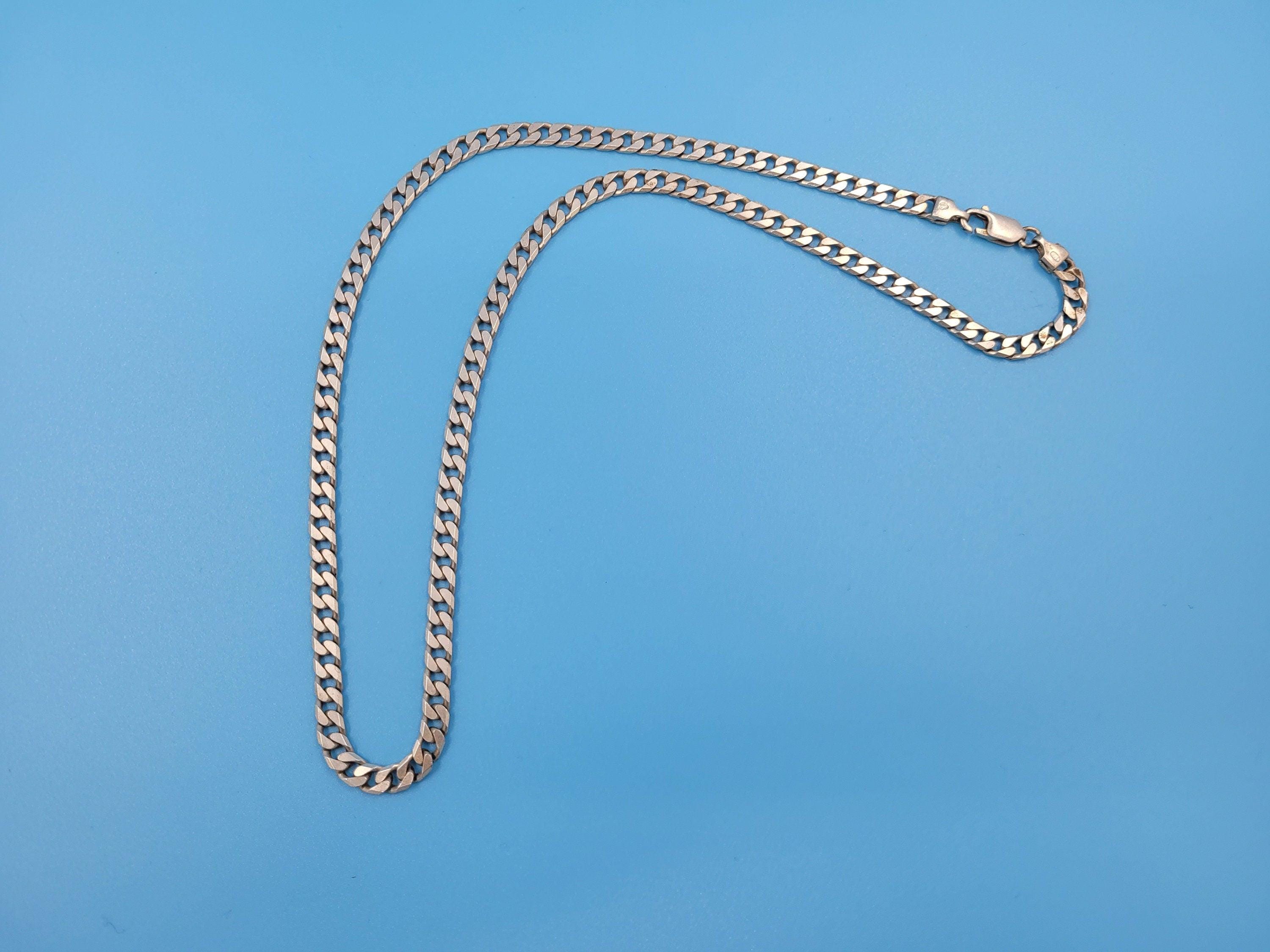 Vintage Sterling Silver Chunky Curb Link Chain Necklace 25.5g 25cm Long