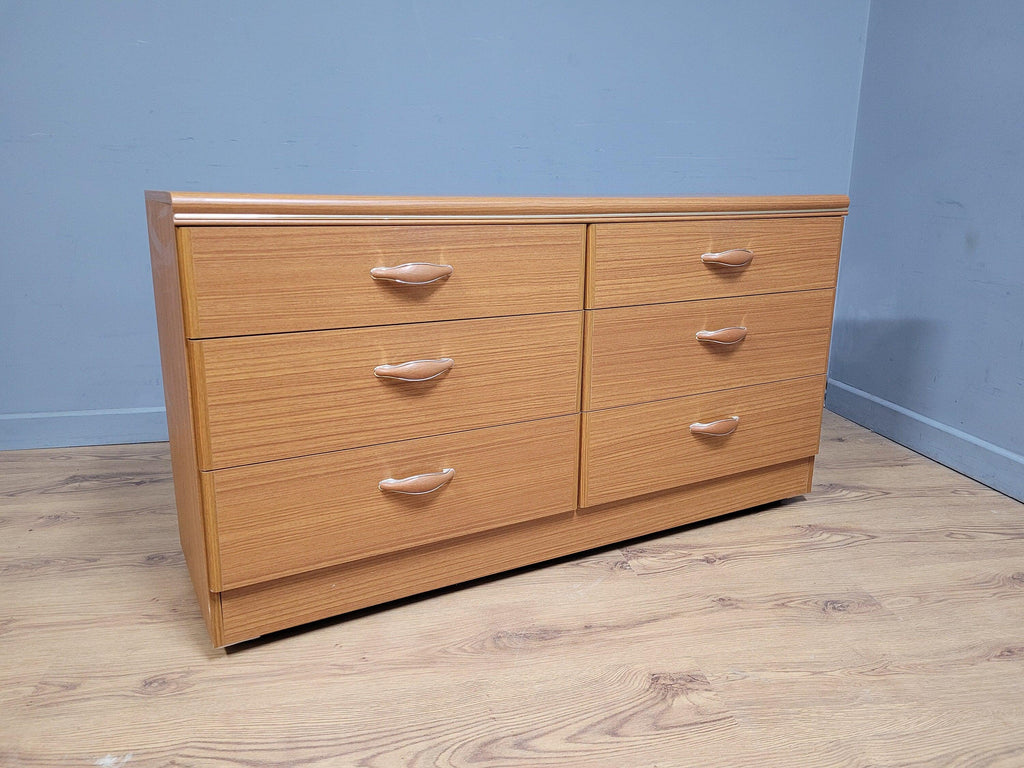 Mid Century Six Drawer Mid Century Sideboard On Casters Mirrored Dressing Table