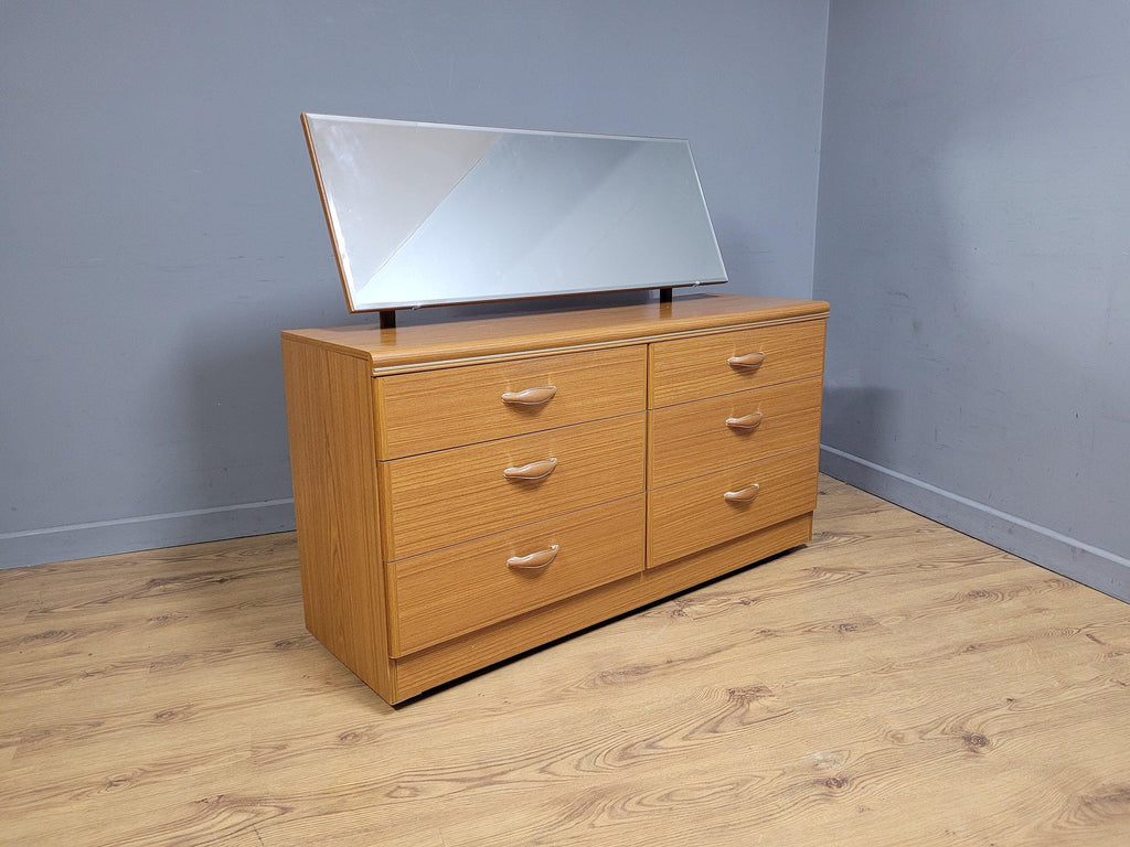 Mid Century Six Drawer Mid Century Sideboard On Casters Mirrored Dressing Table