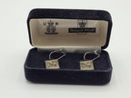 Vintage Sterling Silver Penny Black Stamp Designed Drop Earrings