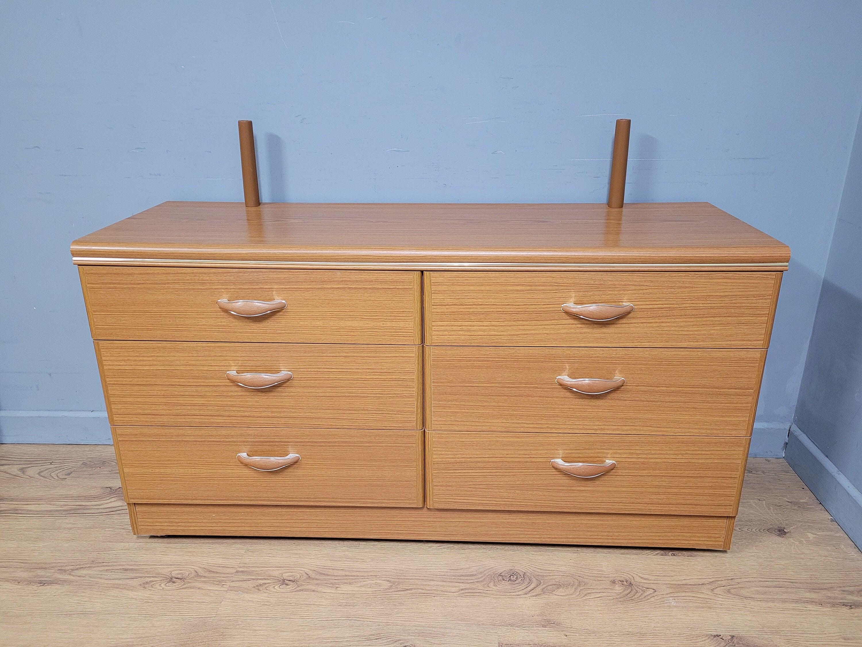 Mid Century Six Drawer Mid Century Sideboard On Casters Mirrored Dressing Table