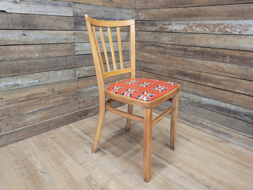 Mid Century Blonde Bentwood Bedroom Office Desk Chair Union Jack Seat Retro Chic