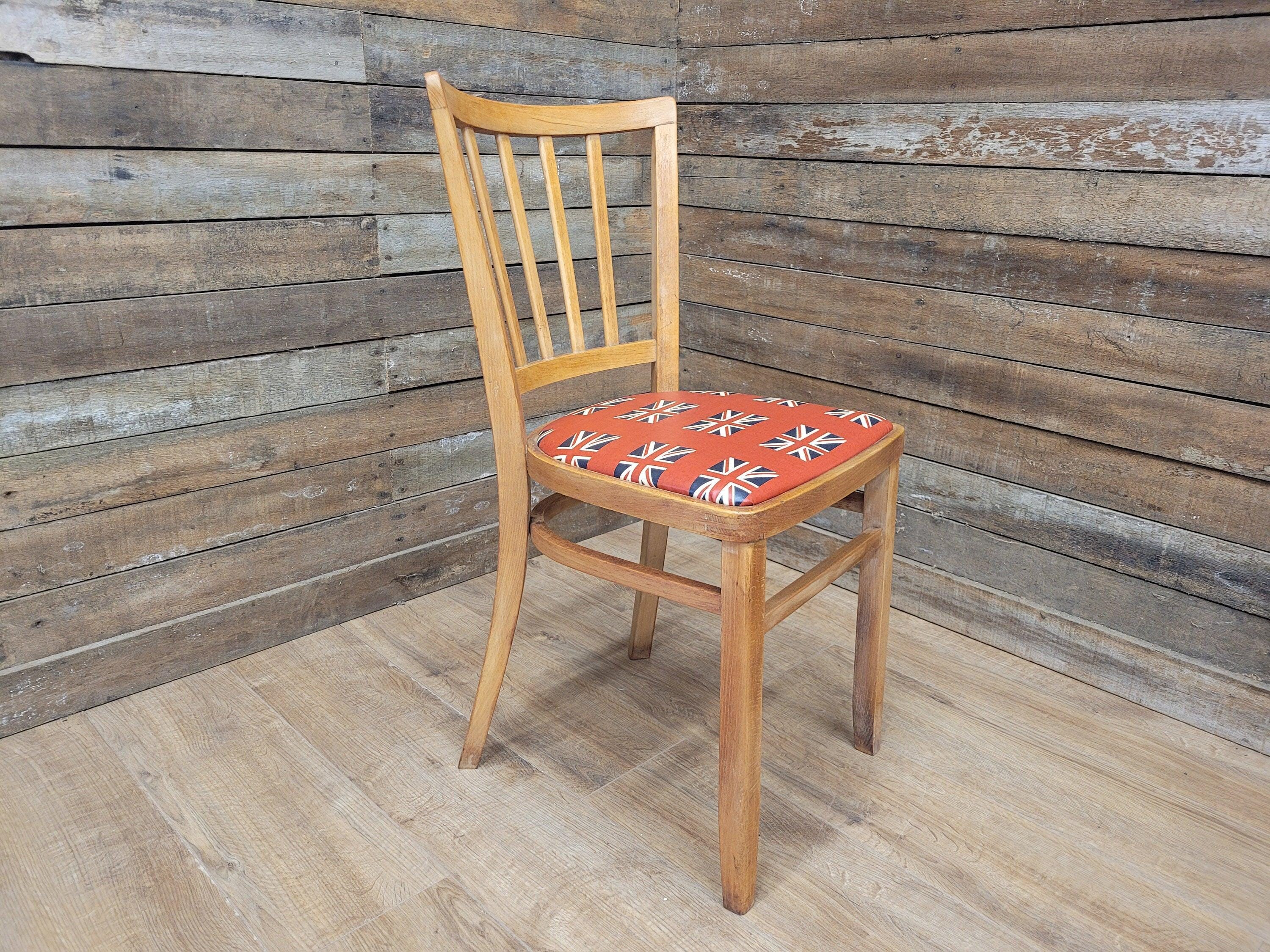 Mid Century Blonde Bentwood Bedroom Office Desk Chair Union Jack Seat Retro Chic